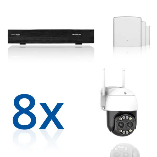 BERGHOCH | 8x 8MP WLAN Mesh Set | 8x Zoom | PTZ