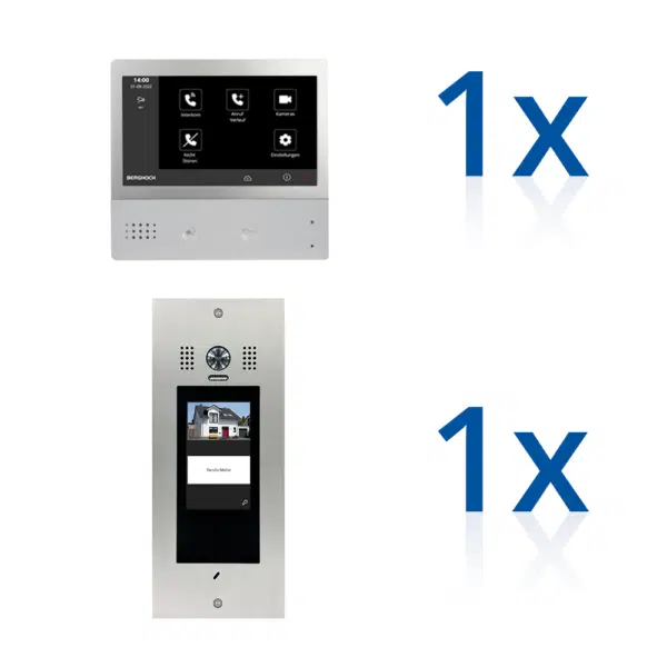 BERGHOCH | Hybrid IP 2-Draht | Türsprechanlage | B-TF100 Unterputz | Set | 1x Innenmonitor