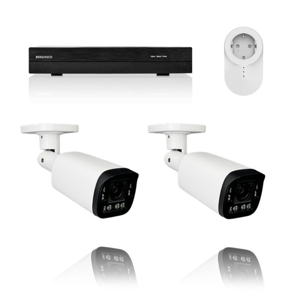 BERGHOCH | 2x 4K 8MP Pro Auto-Zoom Kabellos Set | Aussen | Weiss