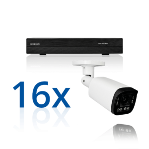 BERGHOCH | 16x 4K 8MP Auto-Zoom Kamera Set mit Ton + Mikro | Aussen | Weiss
