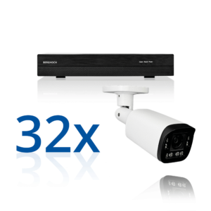 BERGHOCH | 32x 4K 8MP Auto-Zoom Kamera Set mit Ton + Mikro | Aussen | Weiss
