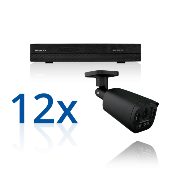 BERGHOCH | 12x 4K 8MP Auto-Zoom Kamera Set mit Ton + Mikro | Aussen