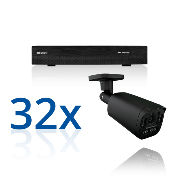 BERGHOCH | 32x 4K 8MP Auto-Zoom Kamera Set mit Ton + Mikro | Aussen