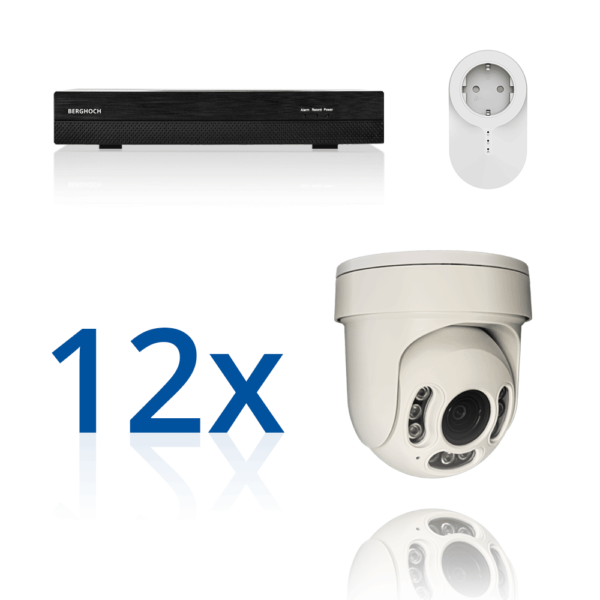 BERGHOCH | 12x 4K 8MP Pro Auto-Zoom Kabellos Set | Dome PTZ Ultra
