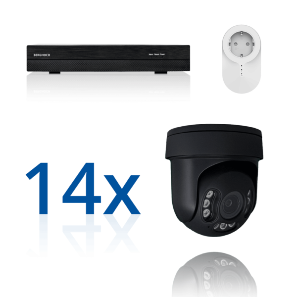 BERGHOCH | 14x 4K 8MP Pro Auto-Zoom Kabellos Set | Dome PTZ Ultra