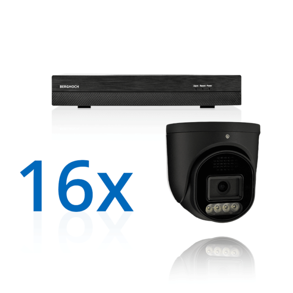 BERGHOCH | 16x 8MP Kamera Set | Dome | Schwarz