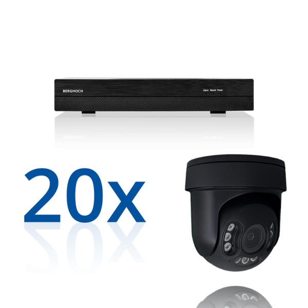 BERGHOCH | 20x 4K 8MP Auto-Zoom Kamera Set mit Mikrofon | Dome Dome PTZ Ultra